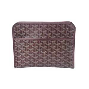 GOYARD Jouvance pouch clutch bag Goyardine canvas calfskin Burgundy Red